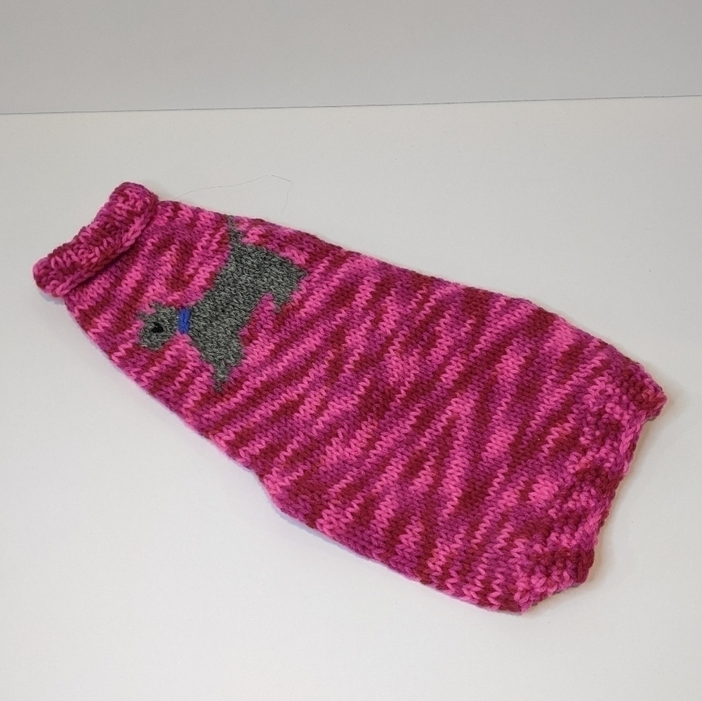 Handmade Hand Knit Pink Marled Dog Sweater Medium